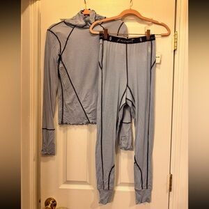Free people base layer merino wool set just flurries myokos ski top leggings s